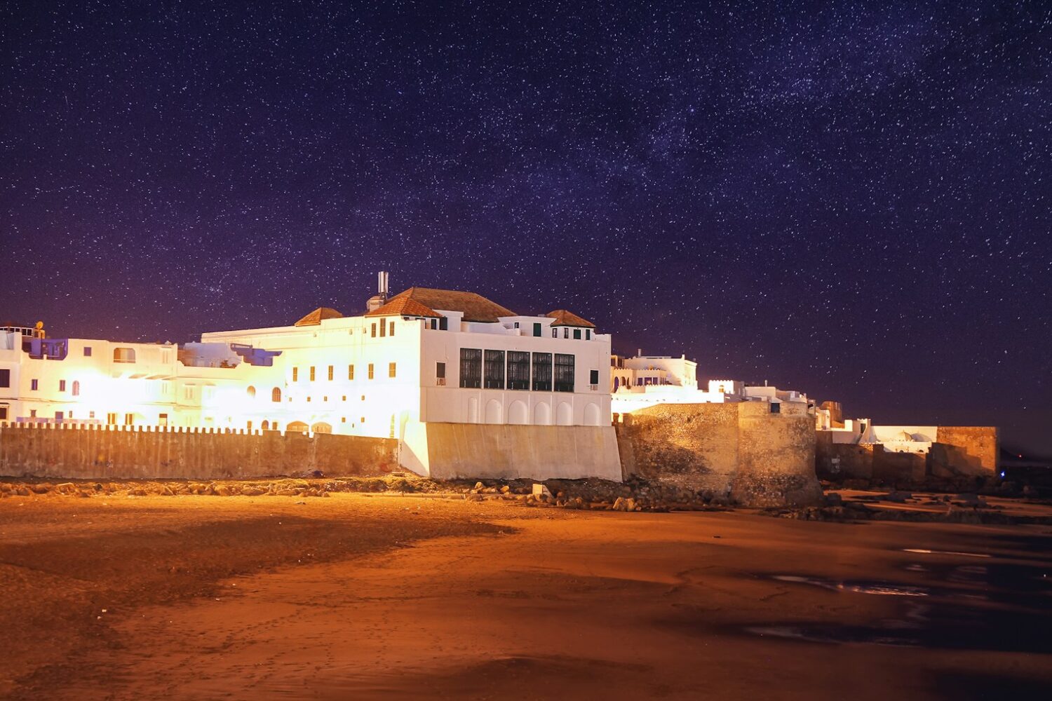 white concrete structure during nighttime