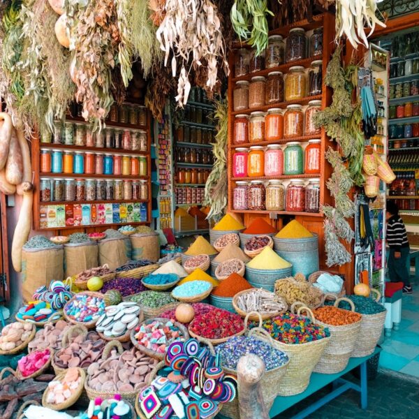 assorted color of wicker baskets on display